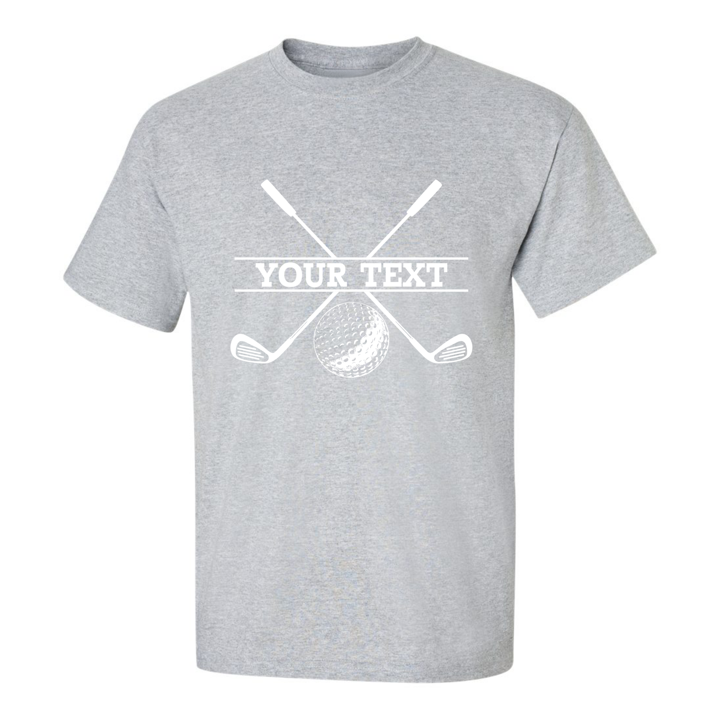 Personalized Golf Ball Crossed Clubs YOUR NAME Print Design T-Shirt