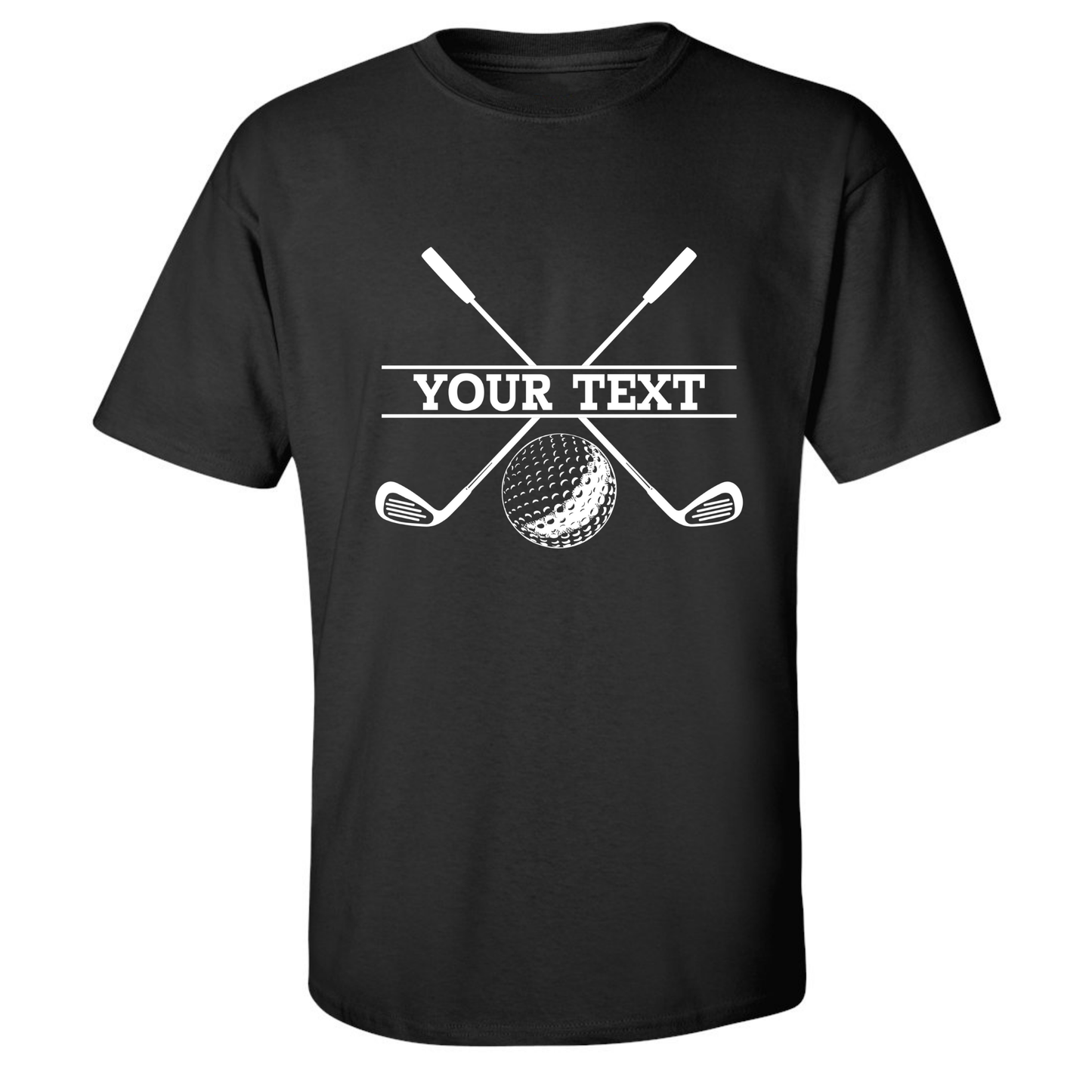Personalized Golf Ball Crossed Clubs YOUR NAME Print Design T-Shirt