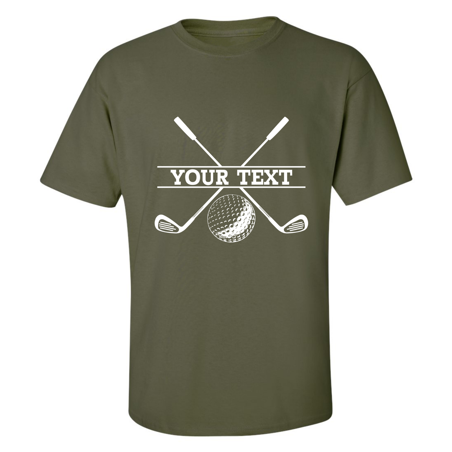 Personalized Golf Ball Crossed Clubs YOUR NAME Print Design T-Shirt