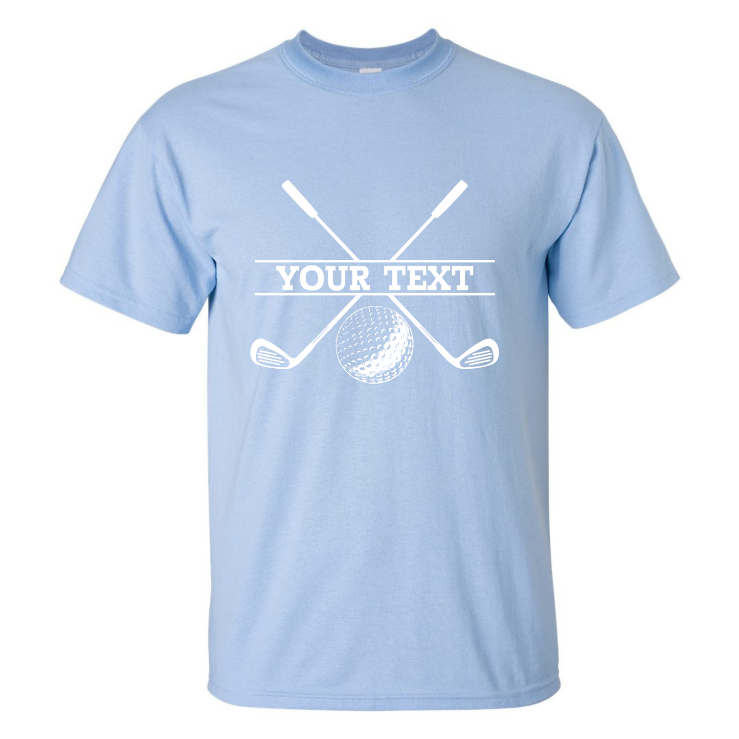 Personalized Golf Ball Crossed Clubs YOUR NAME Print Design T-Shirt
