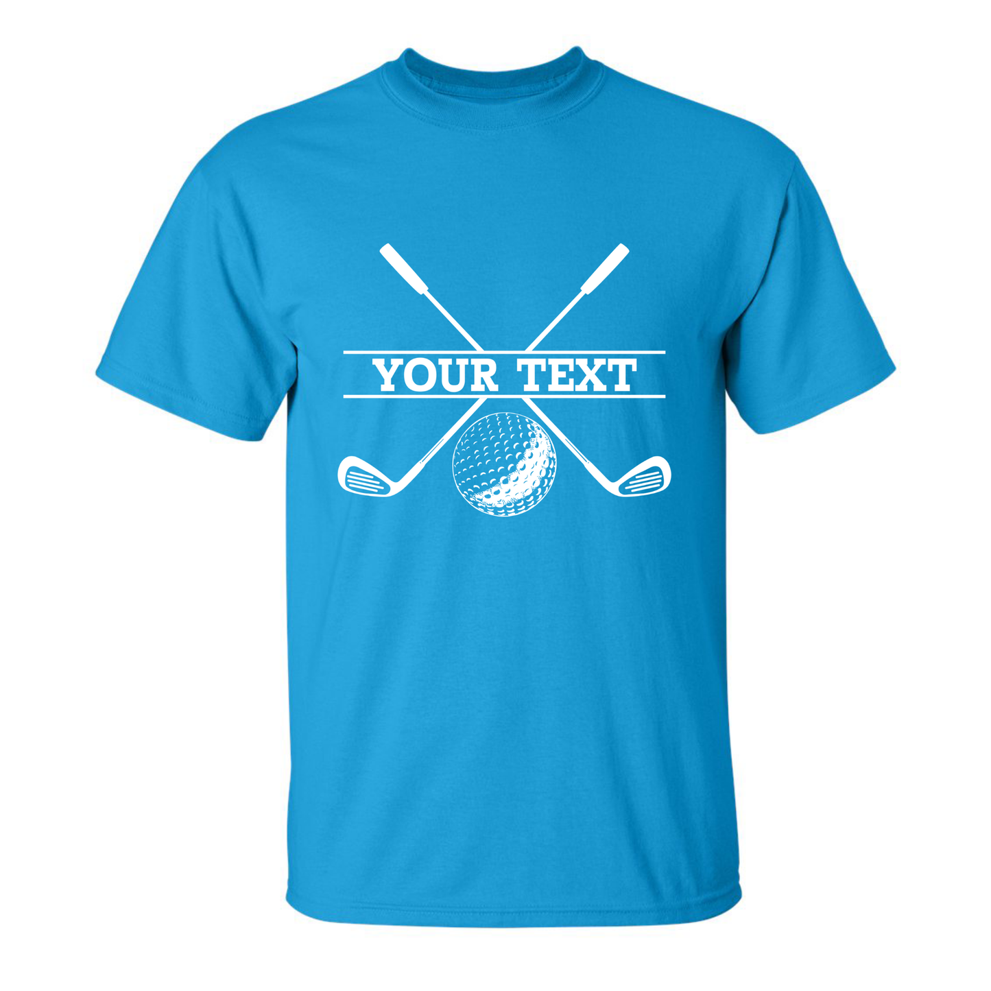 Personalized Golf Ball Crossed Clubs YOUR NAME Print Design T-Shirt