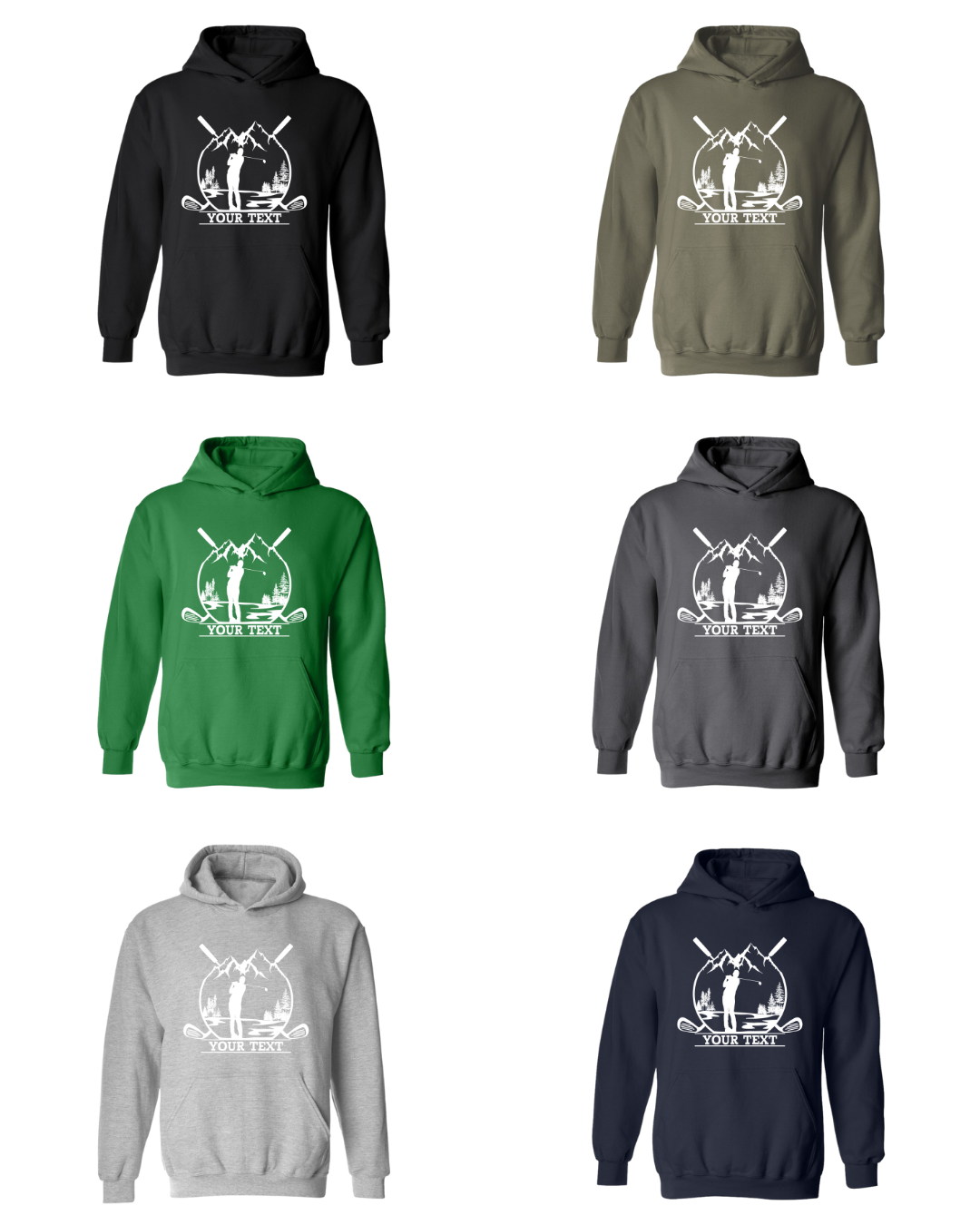 Golf Hoodie Personalized Golfer in Nature Scenery Silhouette Art Custom Name Sweatshirt