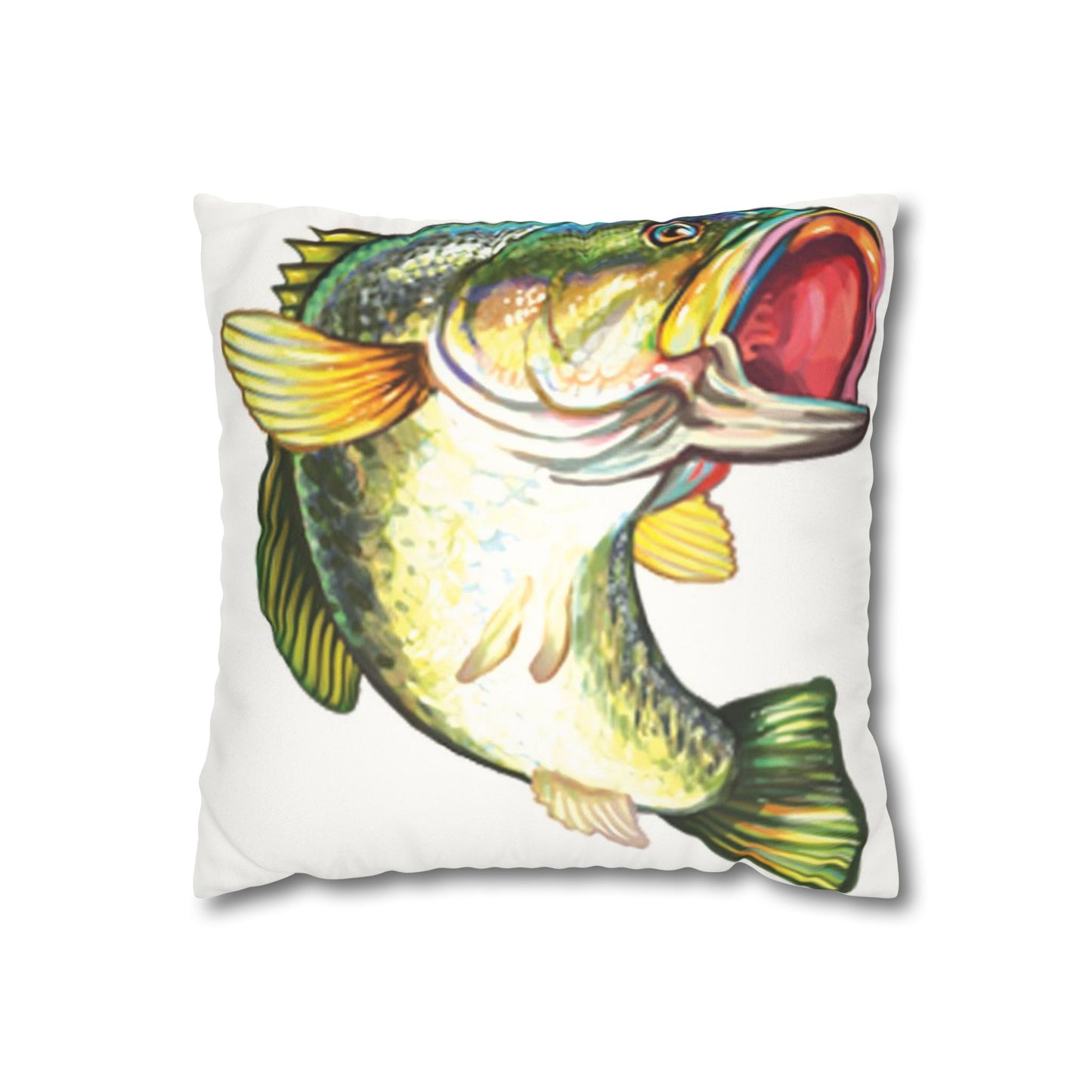 Jumping Fish Fishing Faux Suede Square Double Sided Print Throw Pillow Fisherman Gift Decor