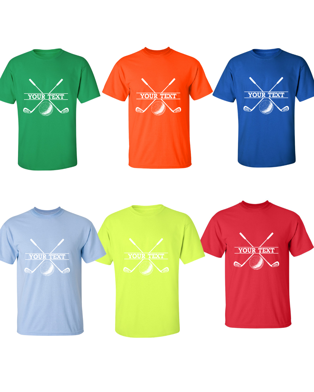 Personalized Golf Ball Crossed Clubs YOUR NAME Print Design T-Shirt