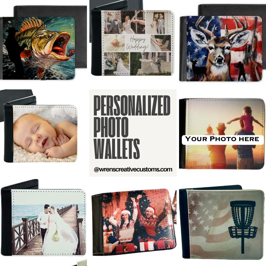 Custom Fishing Fisherman PHOTO Bi-Fold Wallet Gift Sublimated Design Personalized