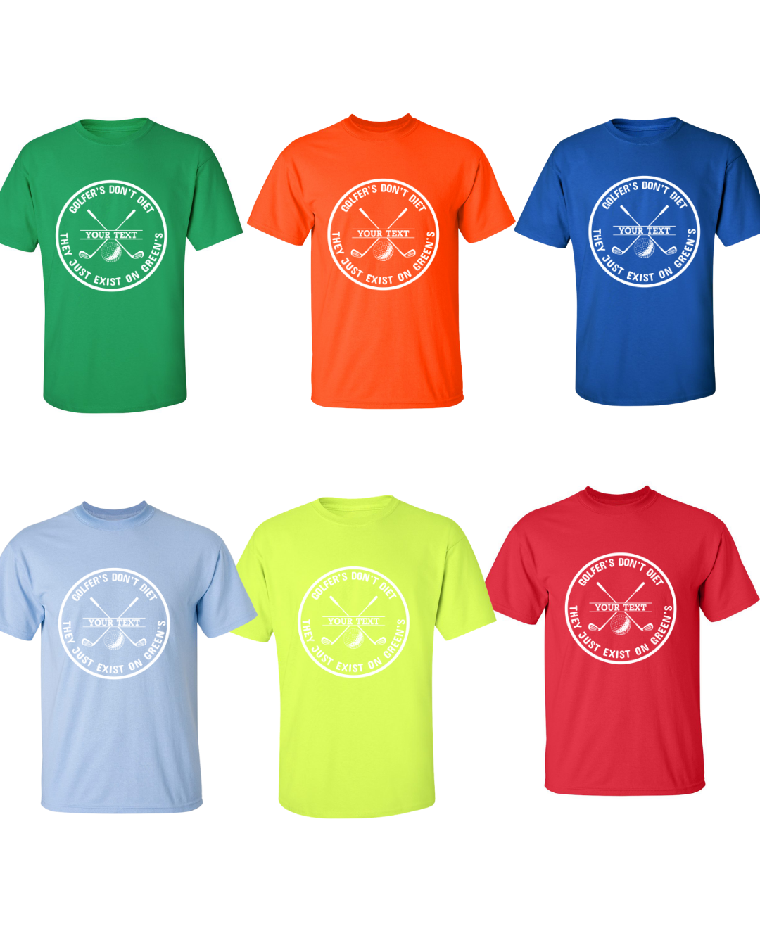 Golfers Don't Diet Personalized Name Funny Golf Clubs Ball Golfing T-Shirt