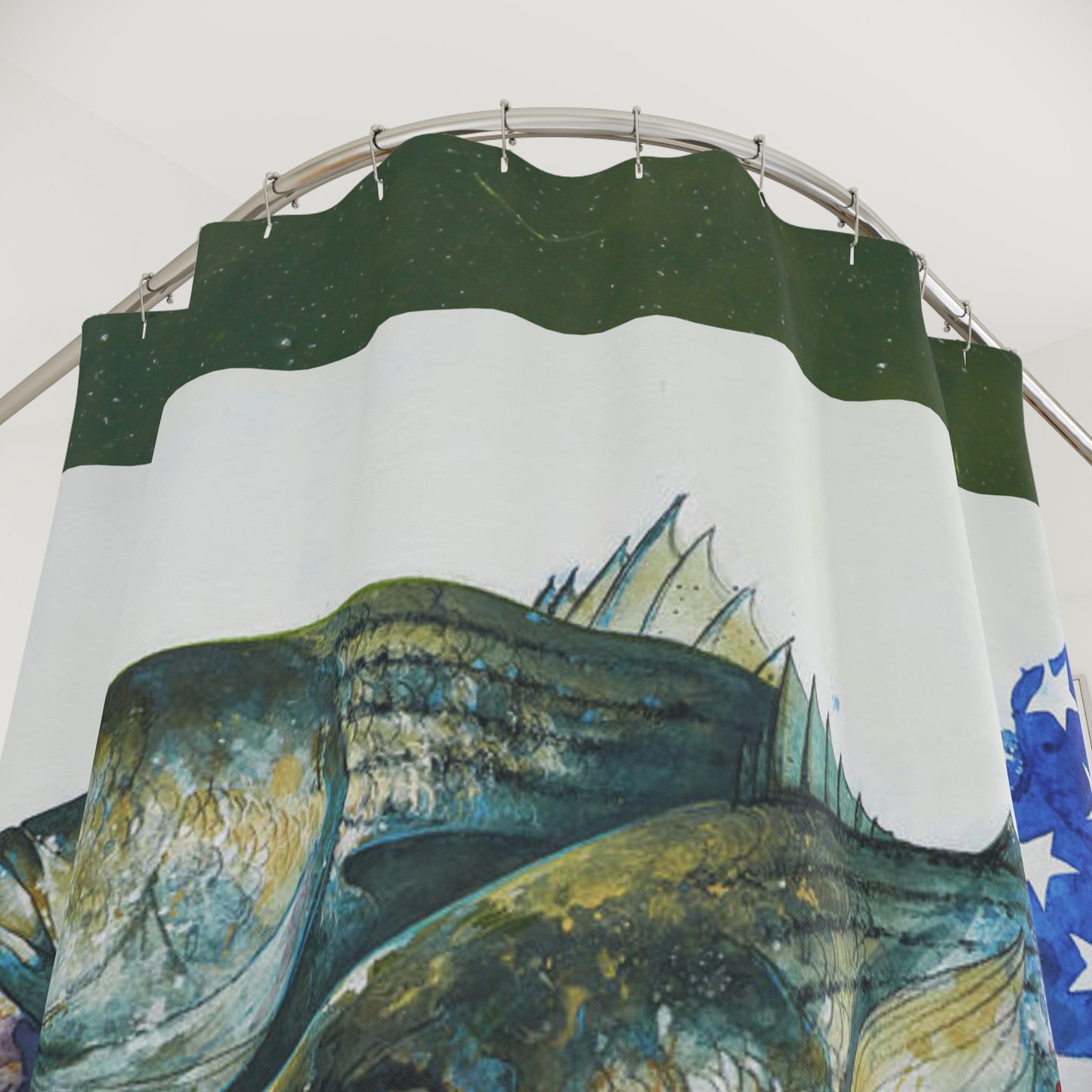 Patriotic Fish American Flag Fishing Shower Curtain Fisherman Bathroom Decor Gift