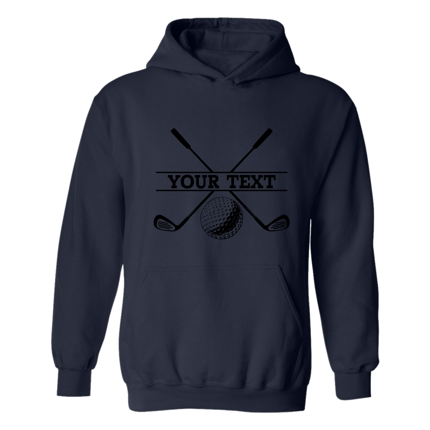 Golf Hoodie Personalized Golf Ball Crossed Clubs YOUR NAME Print Design Sweatshirt