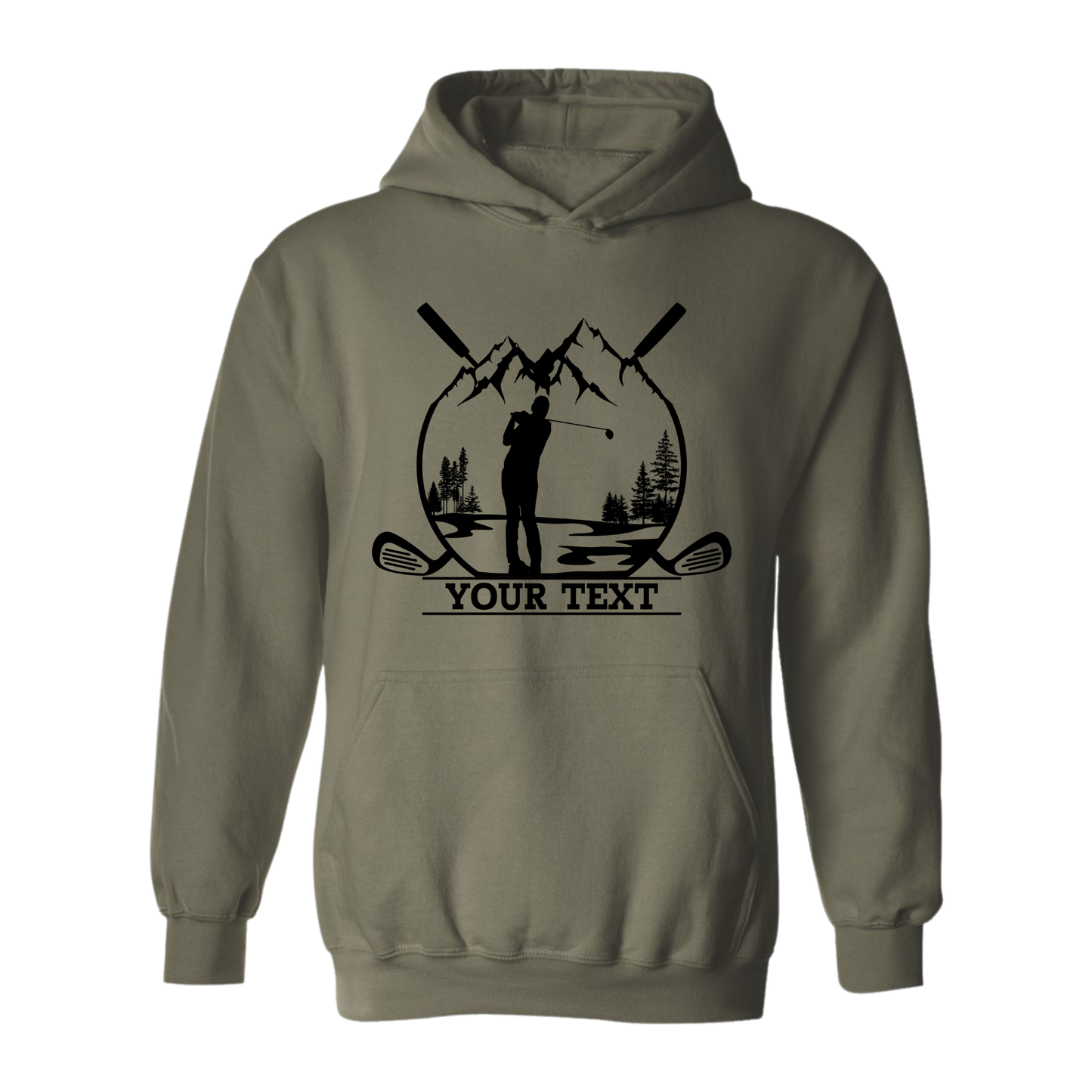 Golf Hoodie Personalized Golfer in Nature Scenery Silhouette Art Custom Name Sweatshirt