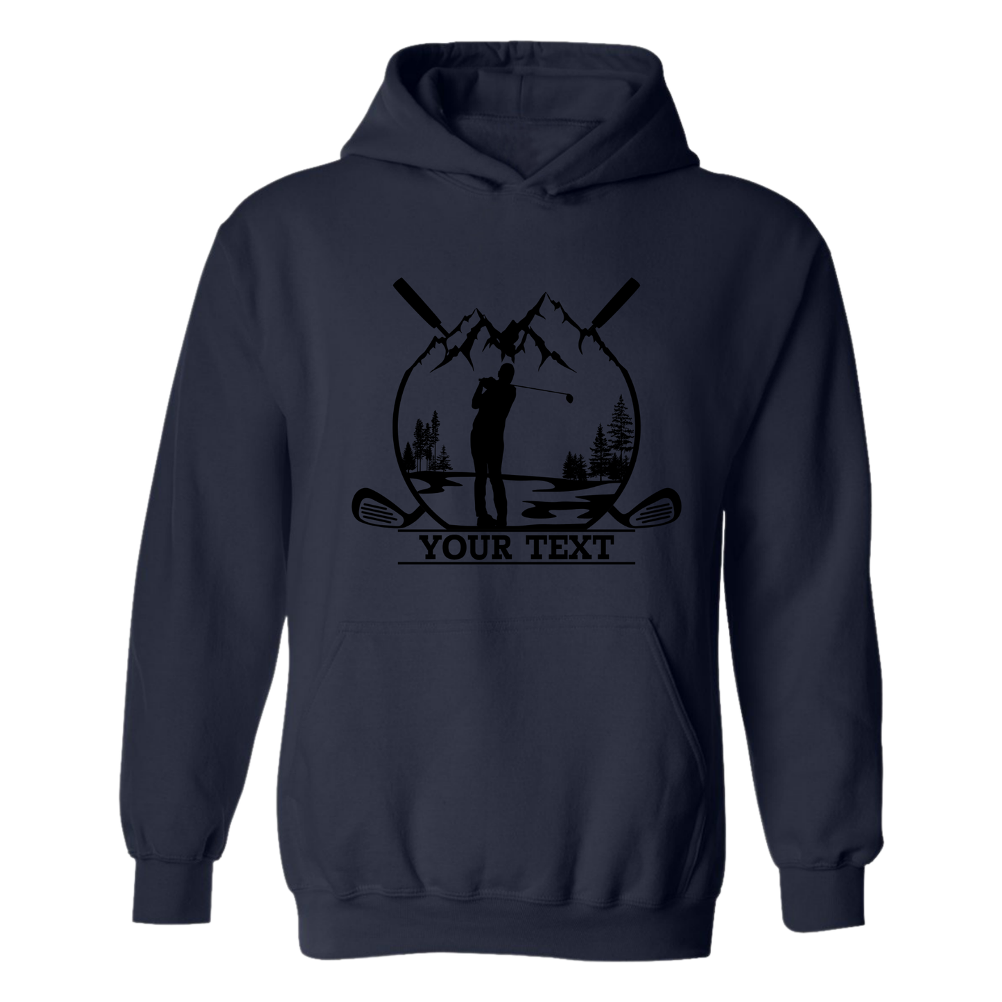 Golf Hoodie Personalized Golfer in Nature Scenery Silhouette Art Custom Name Sweatshirt