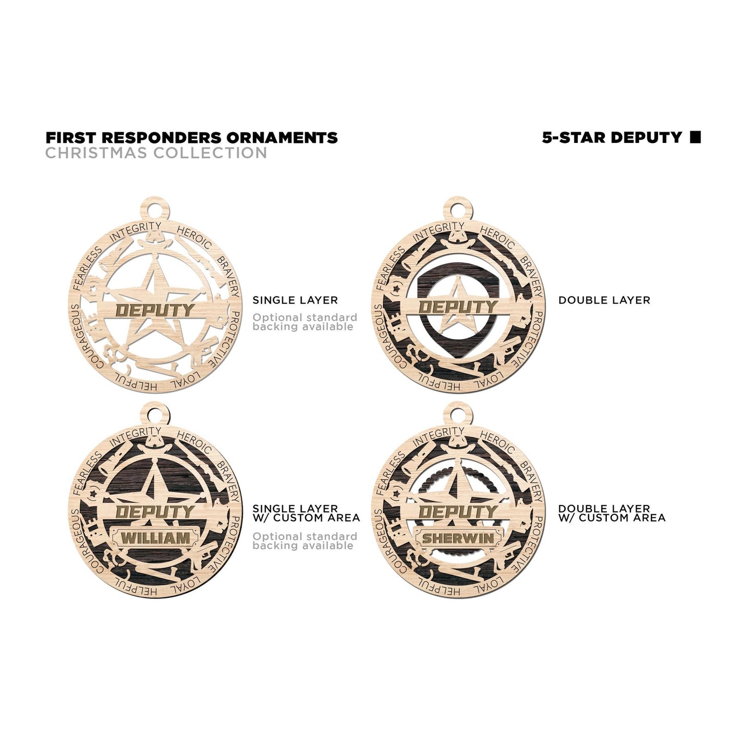 5 STAR DEPUTY Ornament Personalized First Responder Christmas Gift
