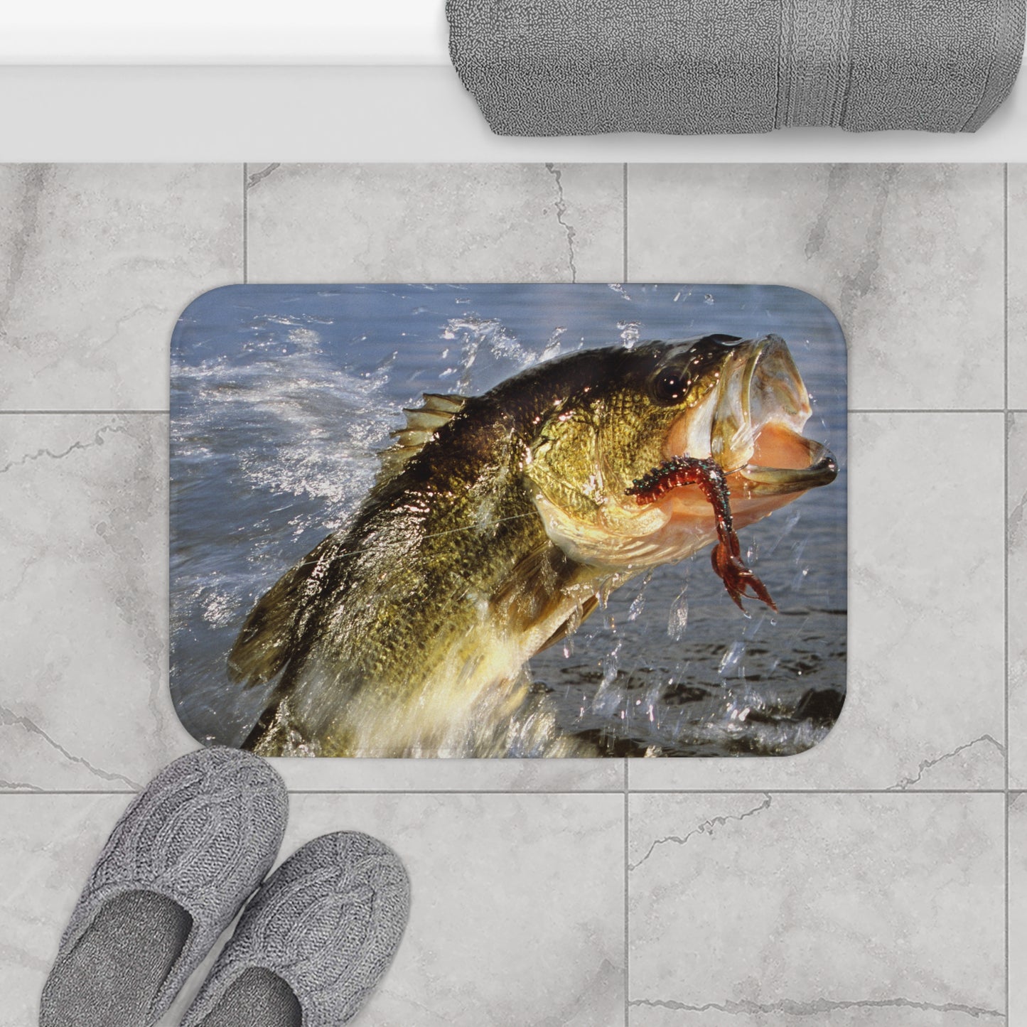 Fishing Jumping Fish Lure Colorful Fisherman Bath Mat Gift Bathroom Decor
