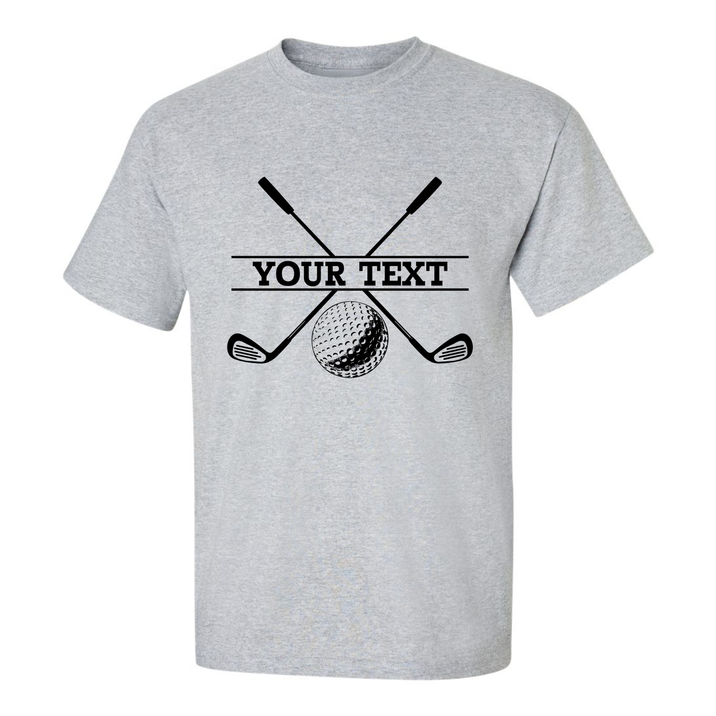 Personalized Golf Ball Crossed Clubs YOUR NAME Print Design T-Shirt