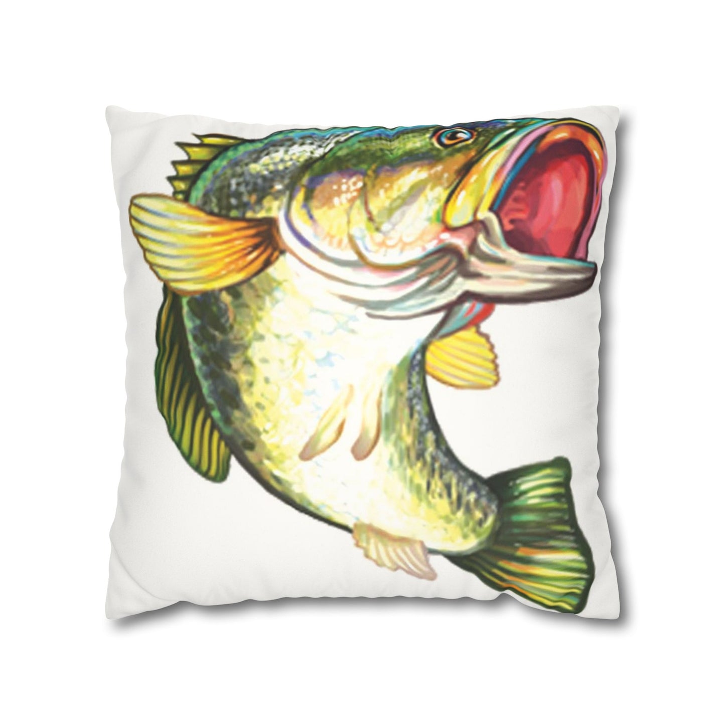 Jumping Fish Fishing Faux Suede Square Double Sided Print Throw Pillow Fisherman Gift Decor