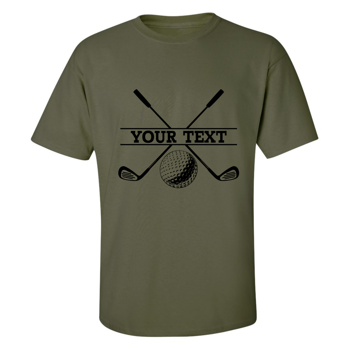 Personalized Golf Ball Crossed Clubs YOUR NAME Print Design T-Shirt