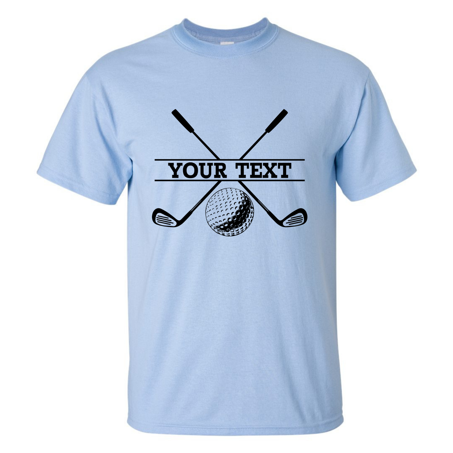 Personalized Golf Ball Crossed Clubs YOUR NAME Print Design T-Shirt