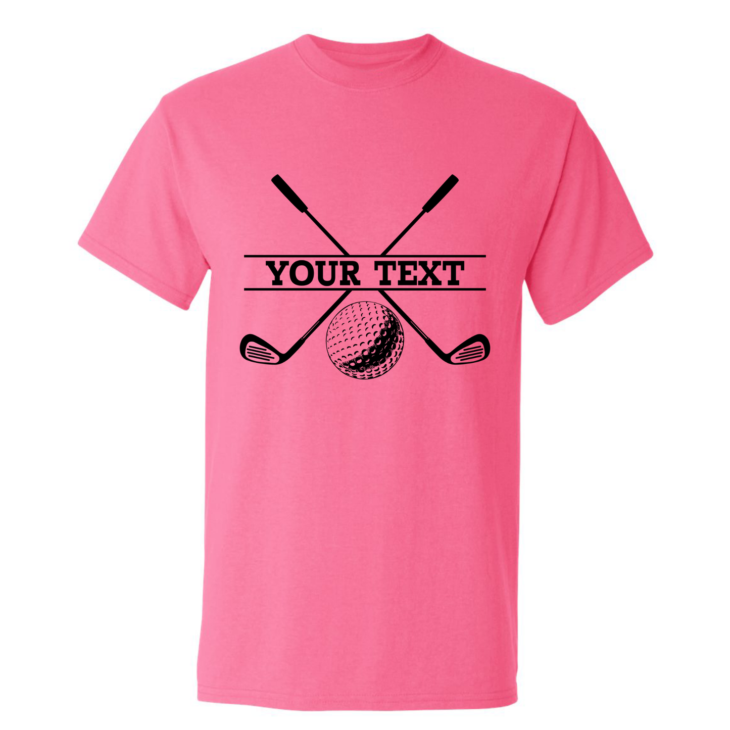 Personalized Golf Ball Crossed Clubs YOUR NAME Print Design T-Shirt