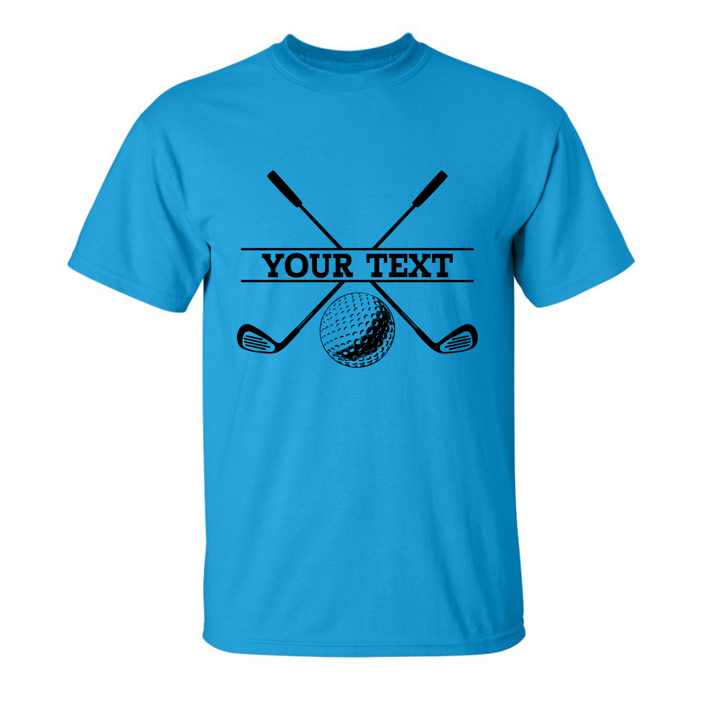Personalized Golf Ball Crossed Clubs YOUR NAME Print Design T-Shirt