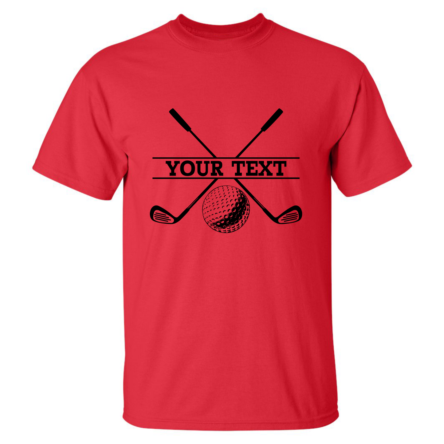 Personalized Golf Ball Crossed Clubs YOUR NAME Print Design T-Shirt
