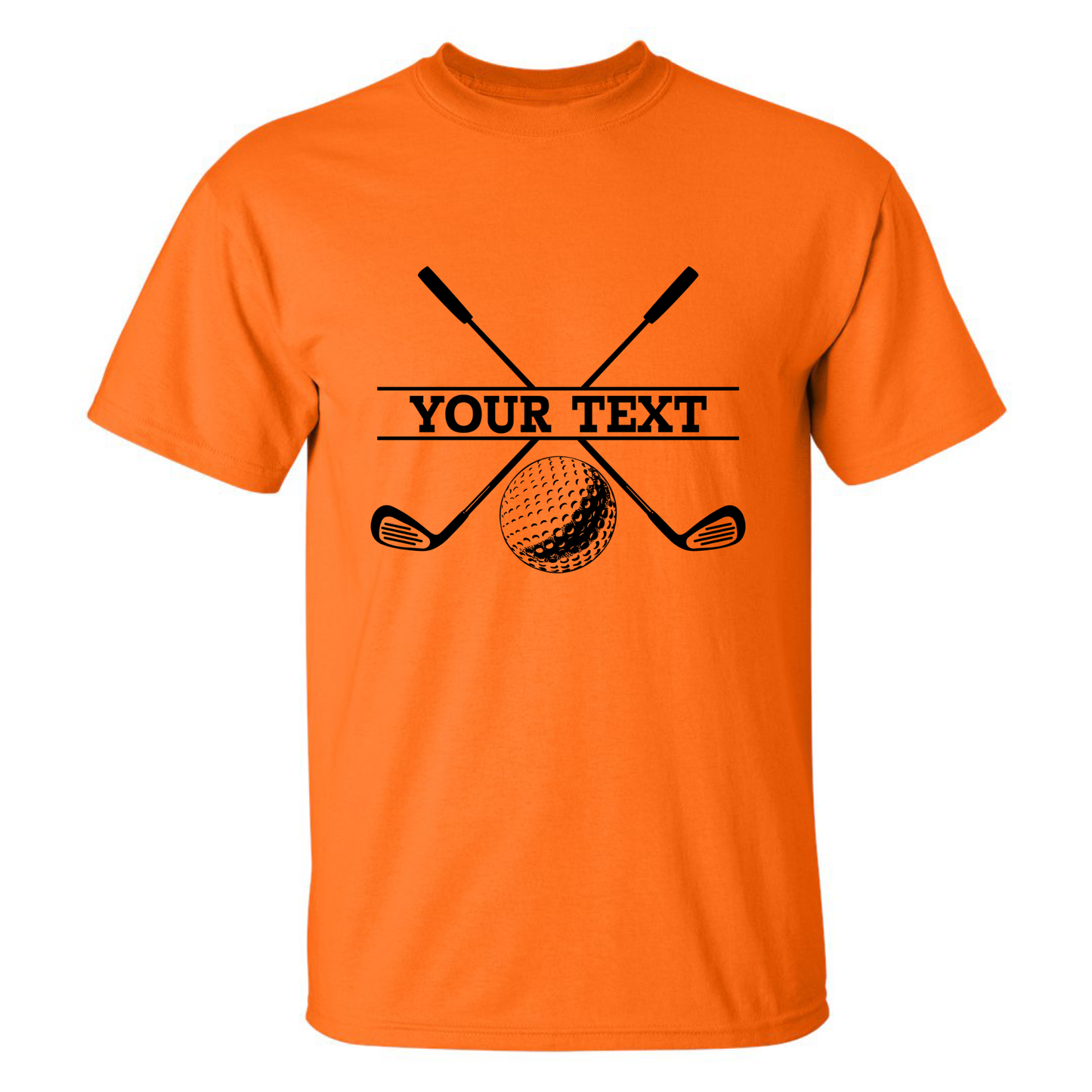Personalized Golf Ball Crossed Clubs YOUR NAME Print Design T-Shirt