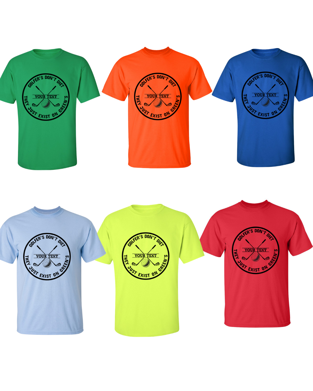 Golfers Don't Diet Personalized Name Funny Golf Clubs Ball Golfing T-Shirt