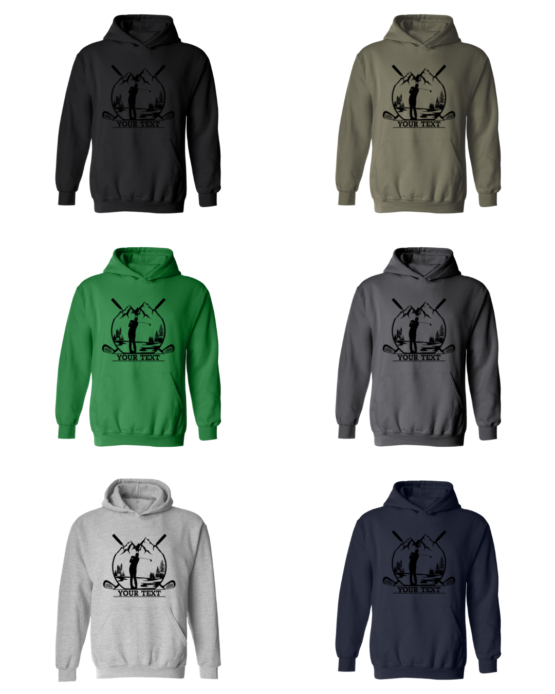 Golf Hoodie Personalized Golfer in Nature Scenery Silhouette Art Custom Name Sweatshirt
