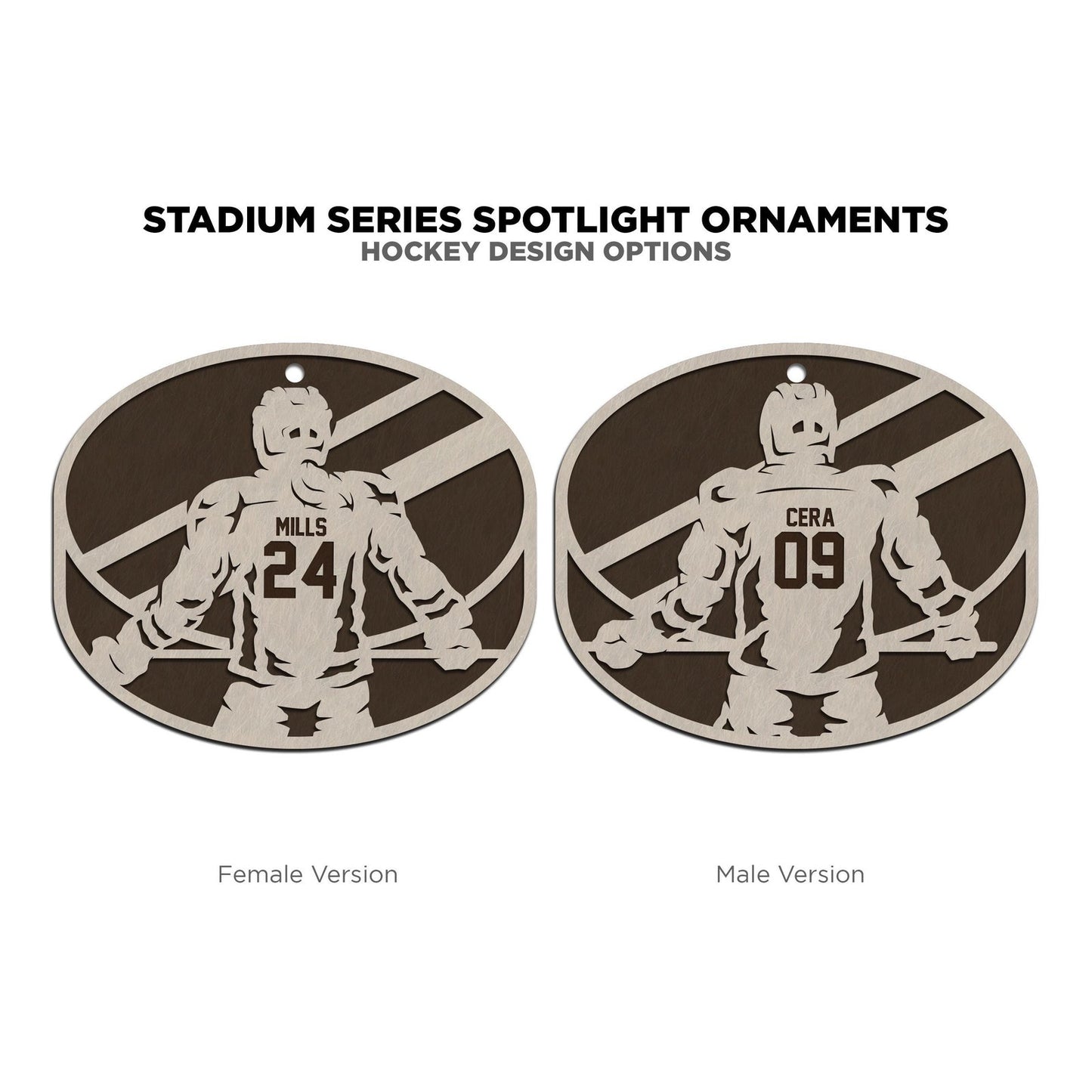 Stadium Spotlight HOCKEY 2 Layered Wood Personalized Christmas Ornament Gift