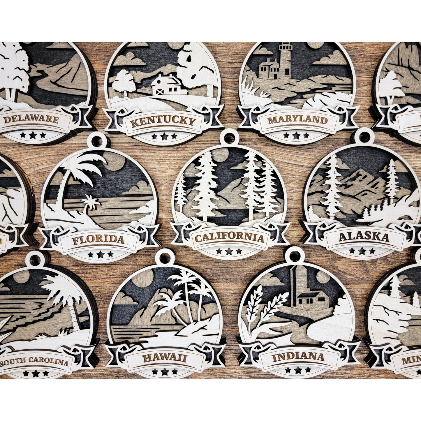Discover AMERICA State Ornaments Wooden USA State Pride Christmas Gift