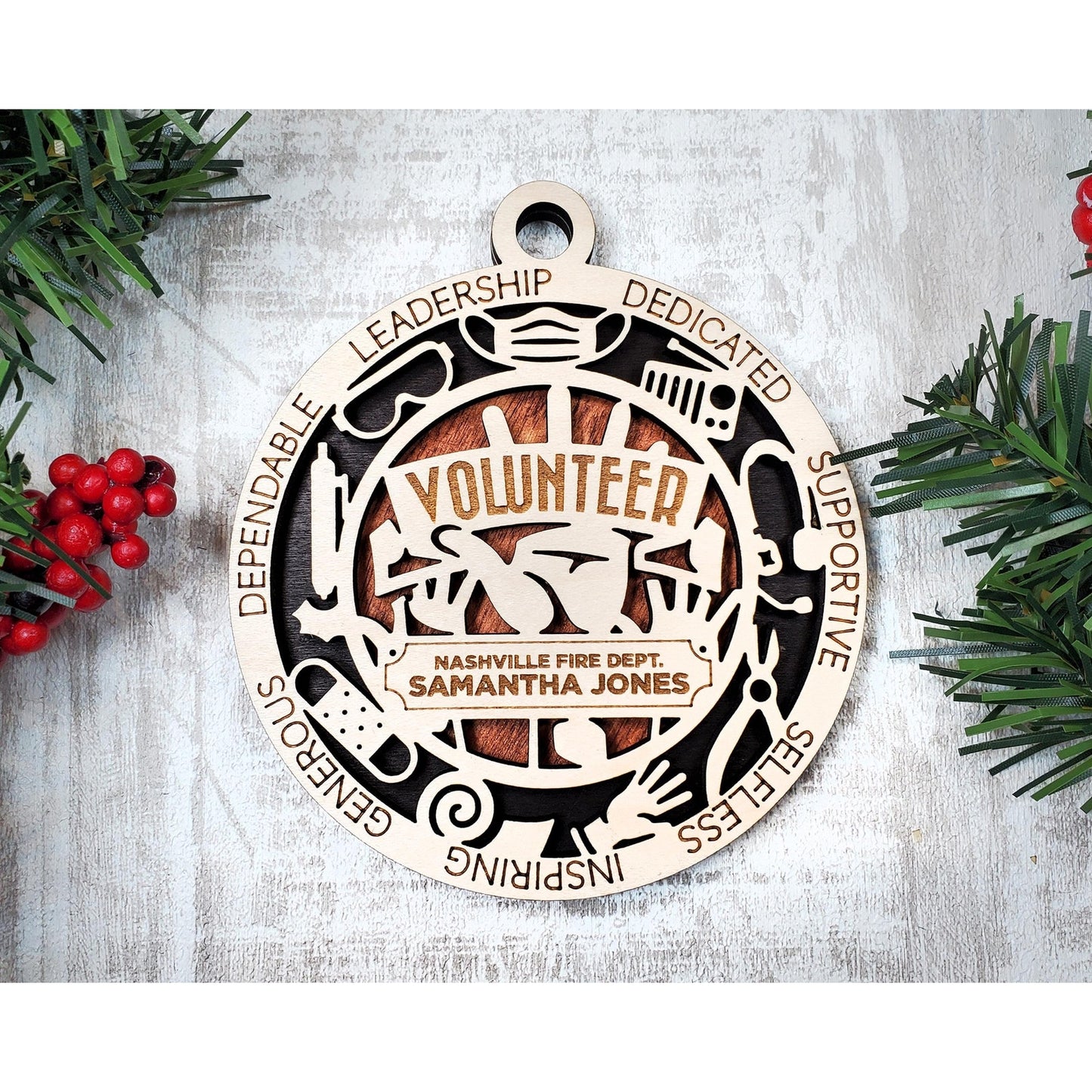 VOLUNTEER Ornament Personalized First Responder Christmas Gift