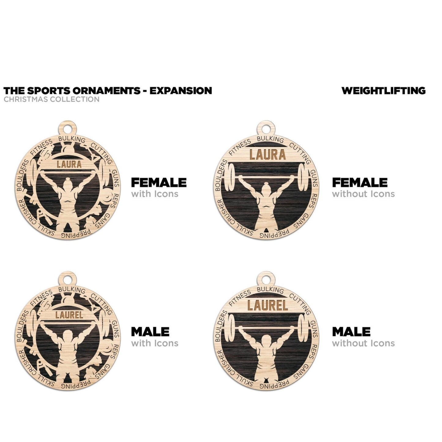 Personalized WEIGHT LIFTER Ornament Male or Female Custom Name Gift