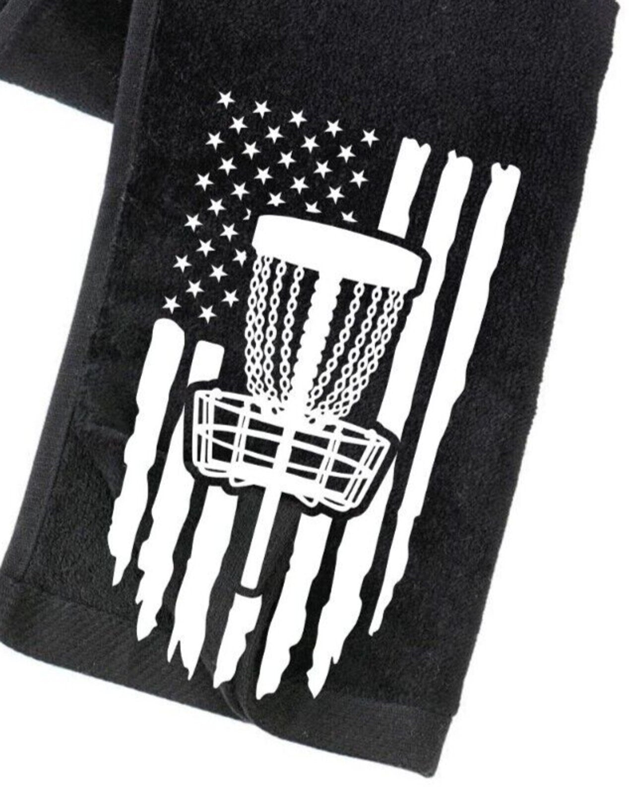 Disc Golf Towel Tri Fold Custom Patriotic Flag Basket Logo Grommet Clip On