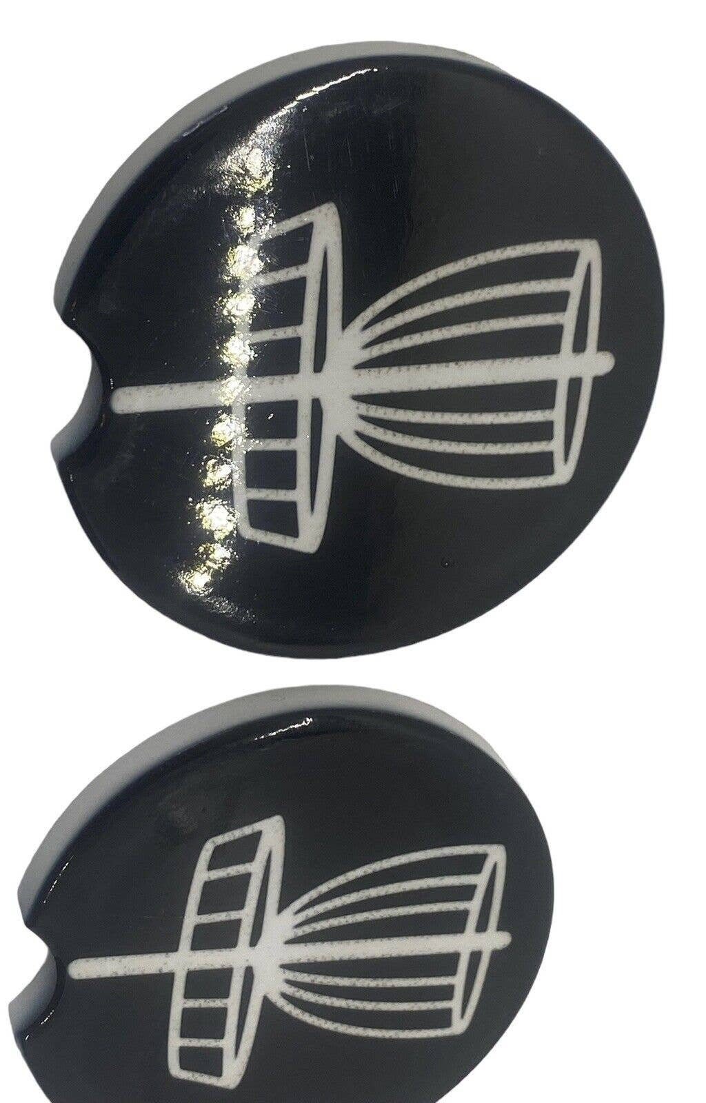 2 Pack DISC GOLF BASKET Car Drink Coasters Black White Ceramic Car Cup Holders