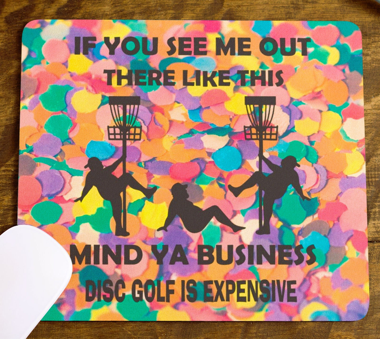Disc Golf Funny Stripper Man Confetti Mousepad Mouse Pad Computer Golf Gift