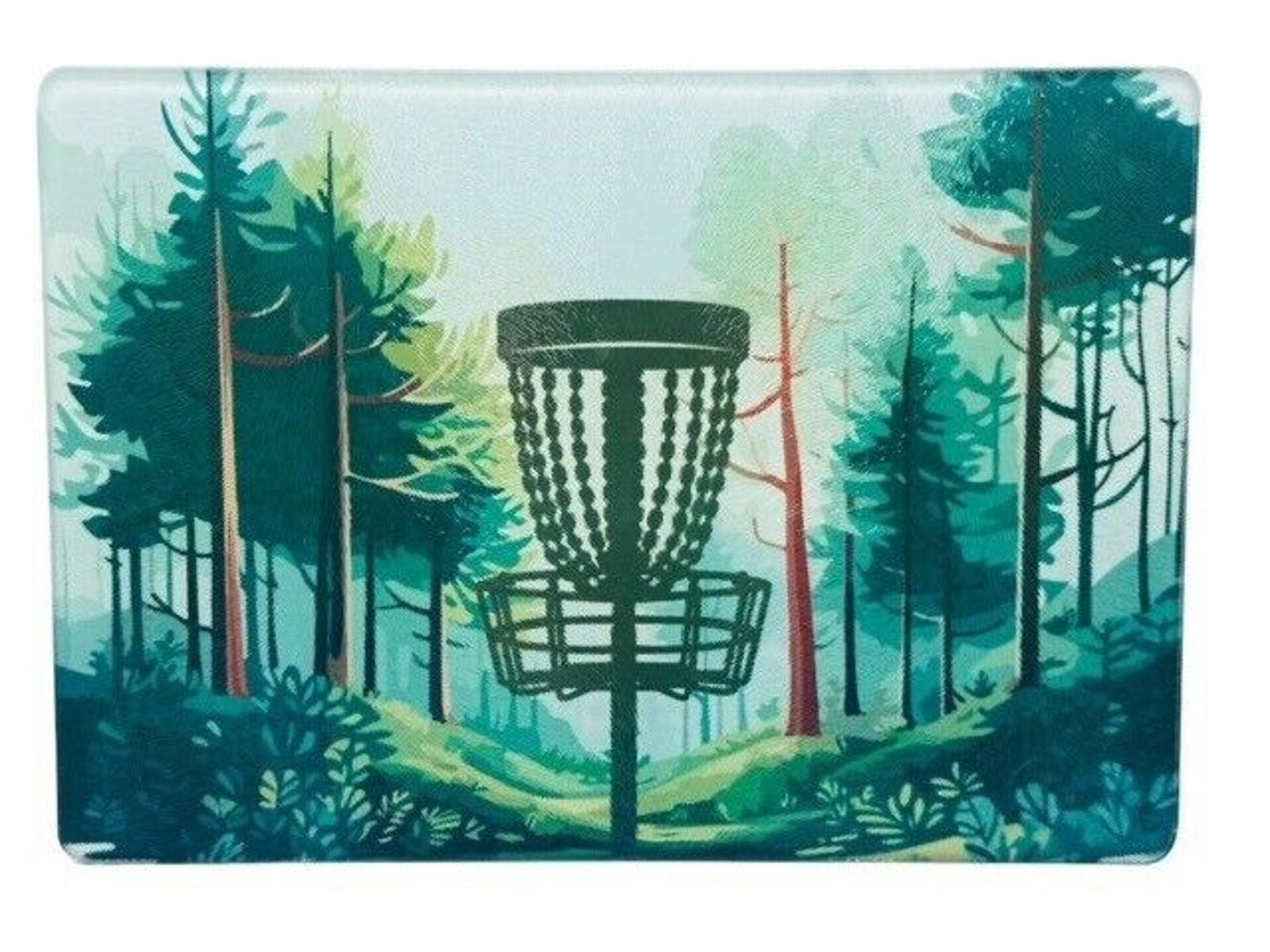 Disc Golf Basket Trees Glass Cutting Board Discgolf Kitchen Cooking Gift