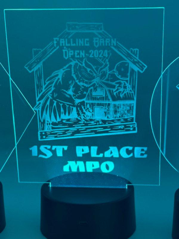 Custom Laser Engraved LED 3D Nightlight Disc Golf Trophy, Gift Trophies, Discgolf Gifts