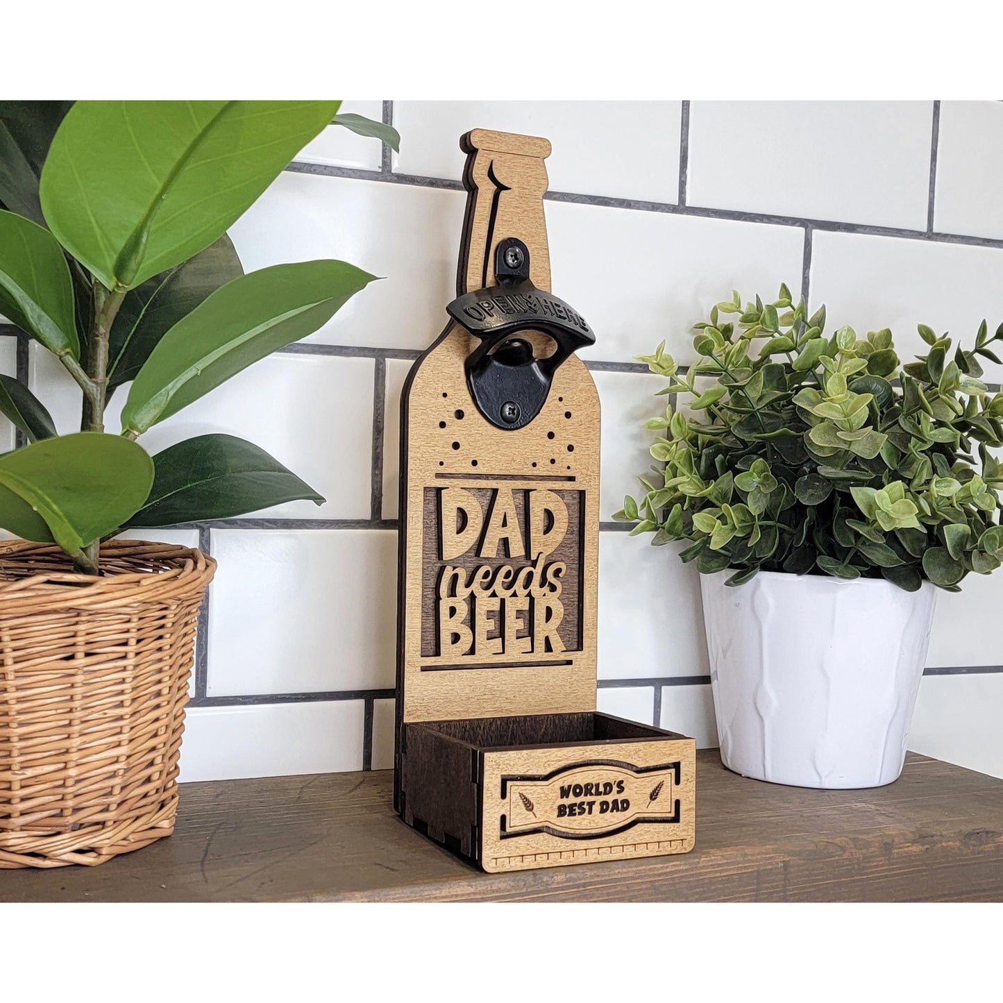 Fishing Dad Keeps It REEL Custom Bottle Opener Dad Fisherman Wall Mounted Gift