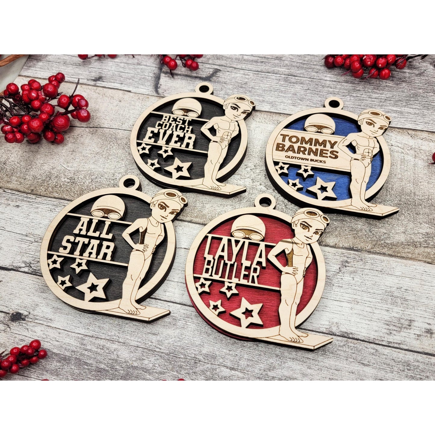 Personalized Animated SWIMMING Ornaments Male or Female Custom Christmas Gift