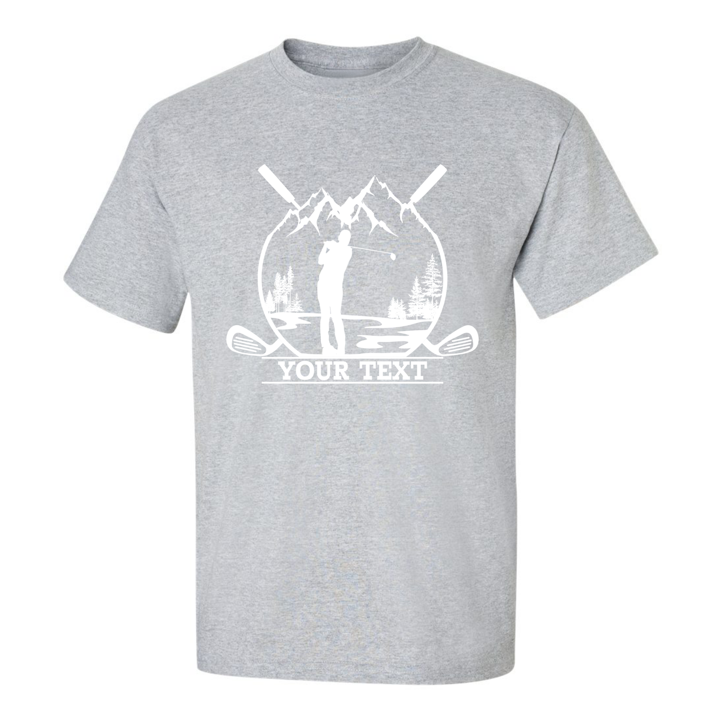 Personalized Golfer in Nature Scenery Silhouette Art Custom Text T-Shirt