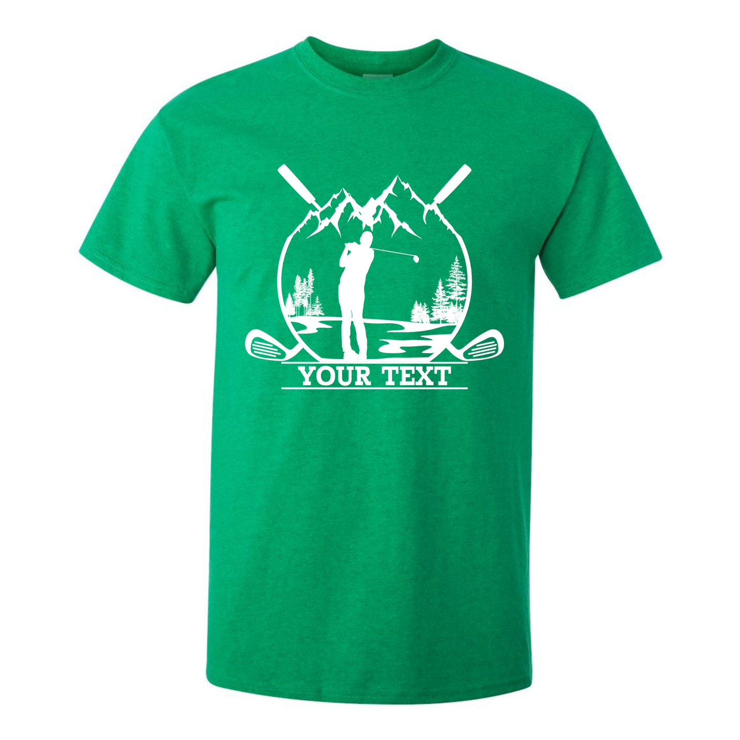 Personalized Golfer in Nature Scenery Silhouette Art Custom Text T-Shirt