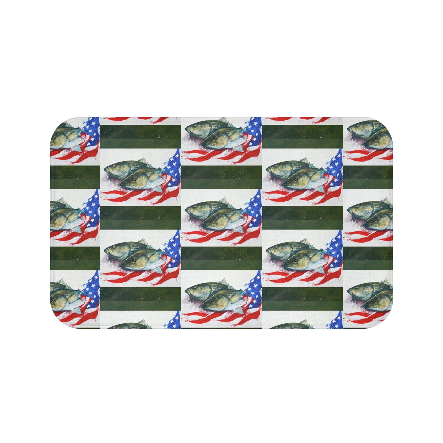 Patriotic Fish American Flag Fishing Colorful Fisherman Bath Mat Gift Bathroom Decor