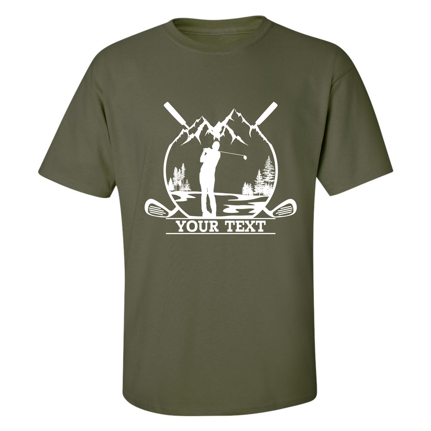Personalized Golfer in Nature Scenery Silhouette Art Custom Text T-Shirt