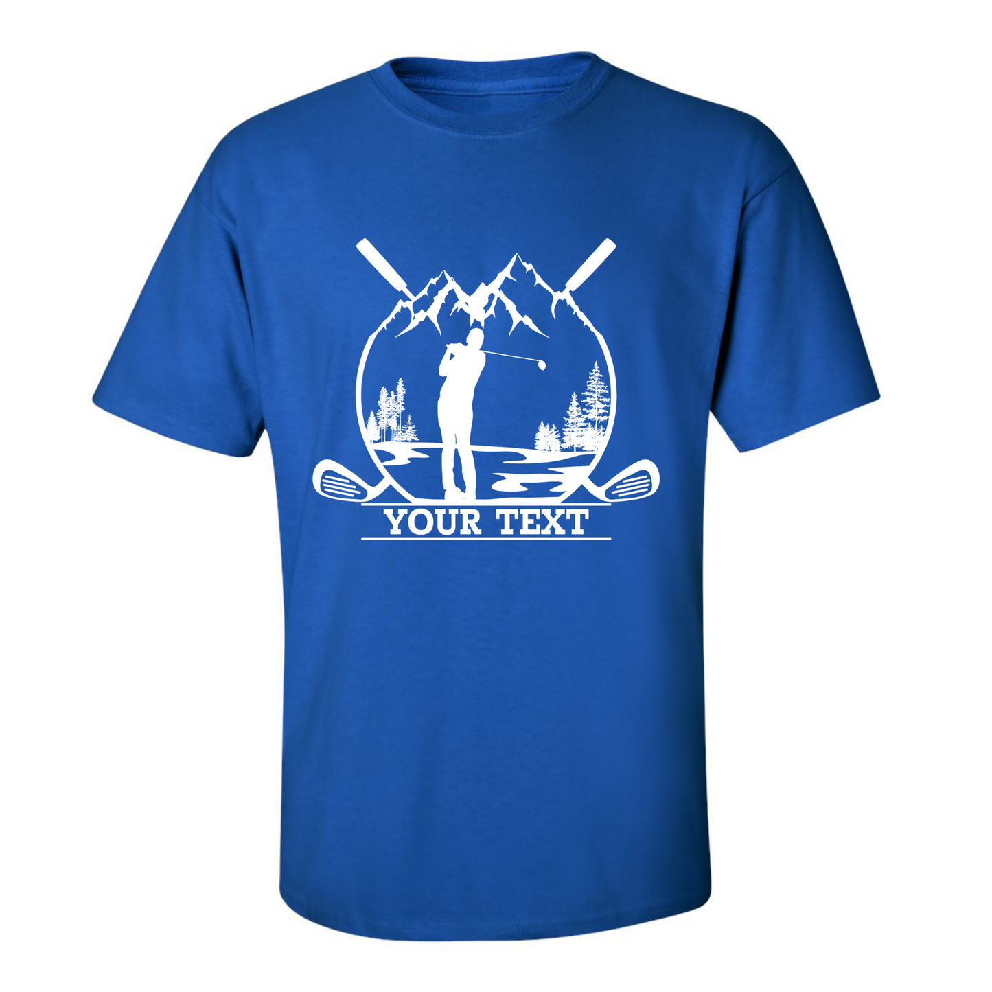 Personalized Golfer in Nature Scenery Silhouette Art Custom Text T-Shirt