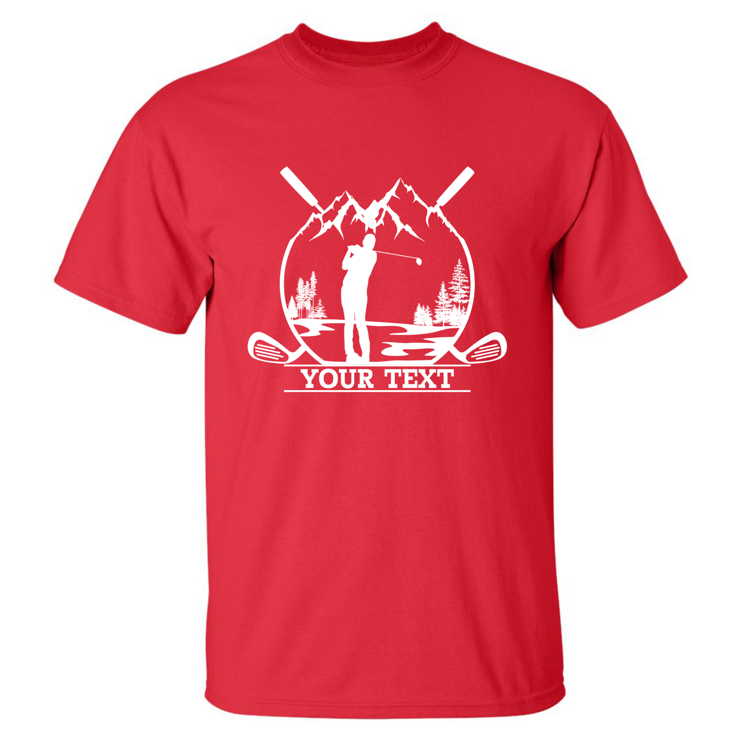Personalized Golfer in Nature Scenery Silhouette Art Custom Text T-Shirt