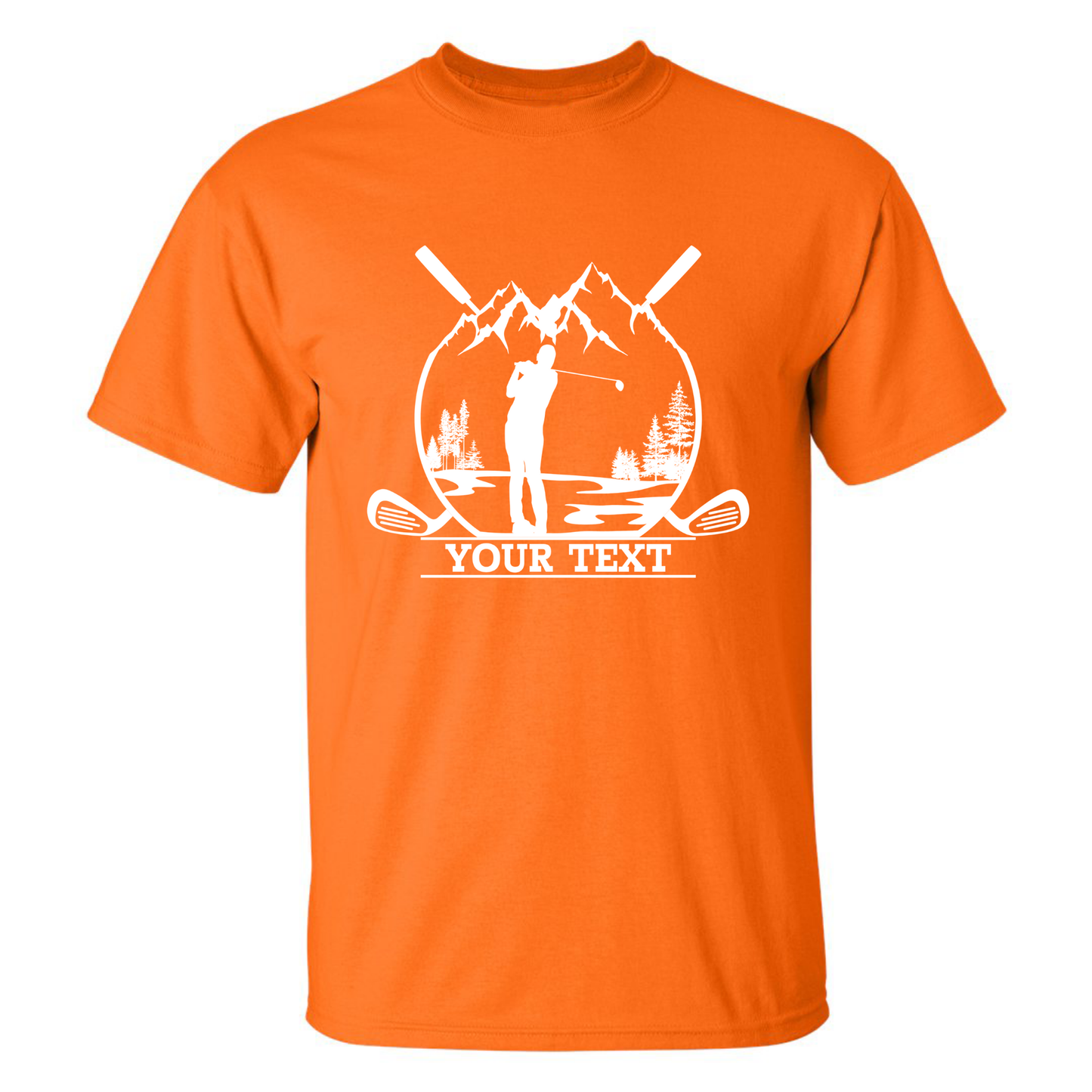 Personalized Golfer in Nature Scenery Silhouette Art Custom Text T-Shirt