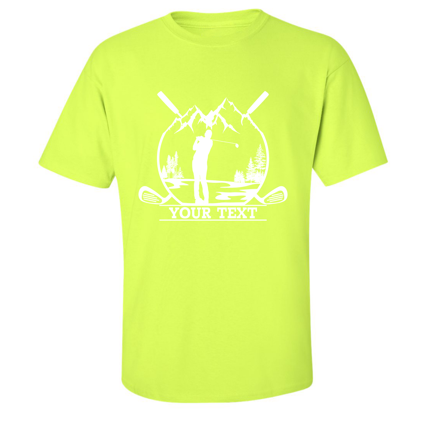 Personalized Golfer in Nature Scenery Silhouette Art Custom Text T-Shirt