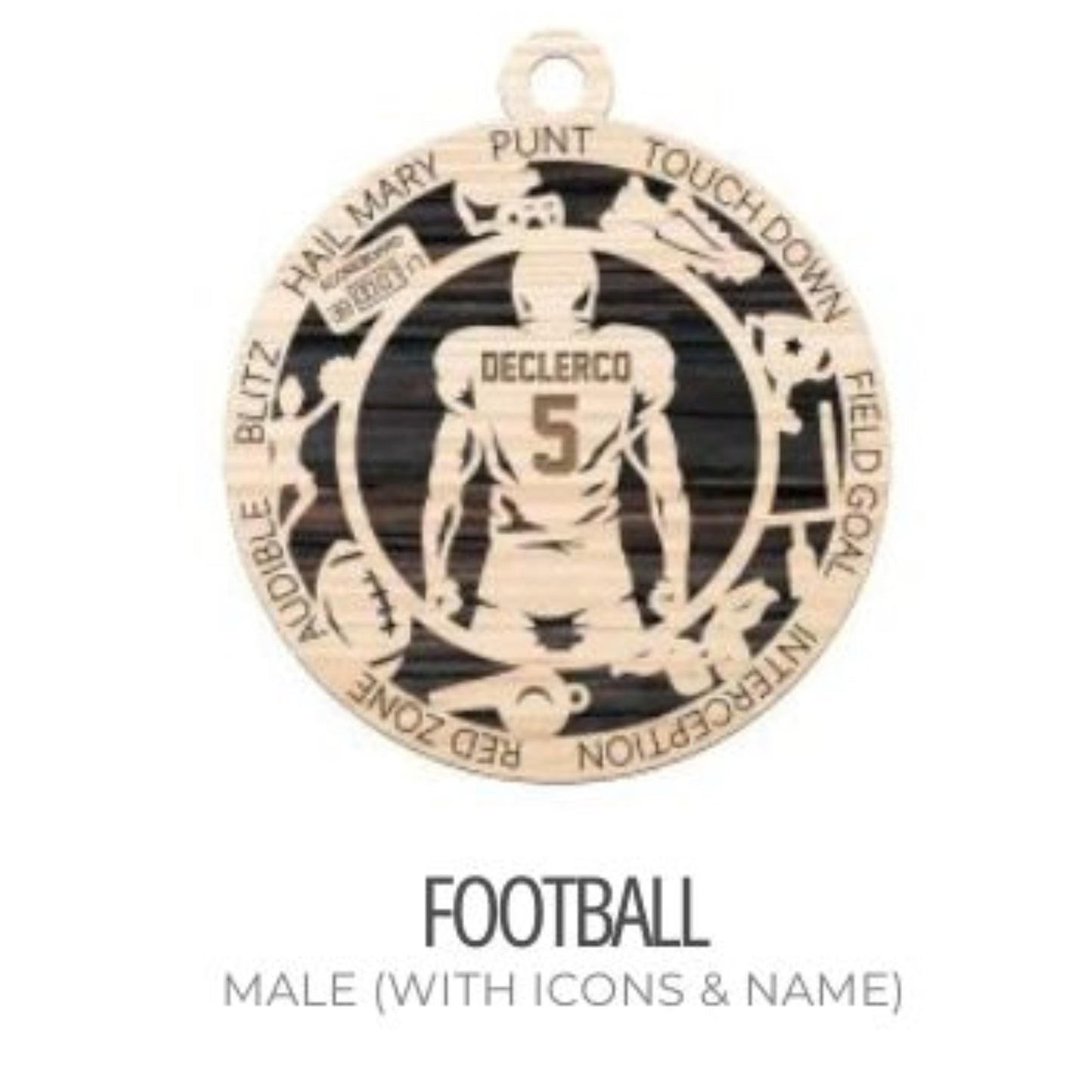 Personalized FOOTBALL PLAYER Ornament Male or Female Custom Name Number Gift