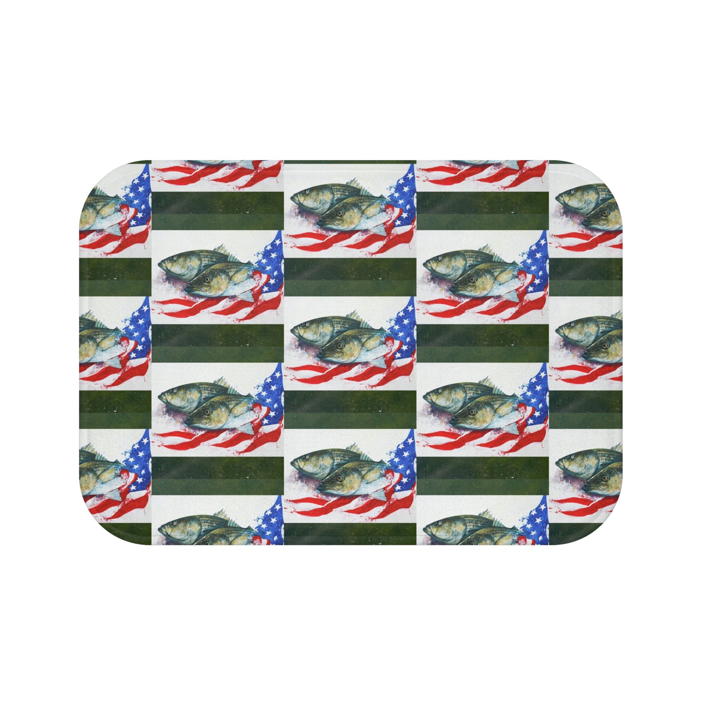 Patriotic Fish American Flag Fishing Colorful Fisherman Bath Mat Gift Bathroom Decor