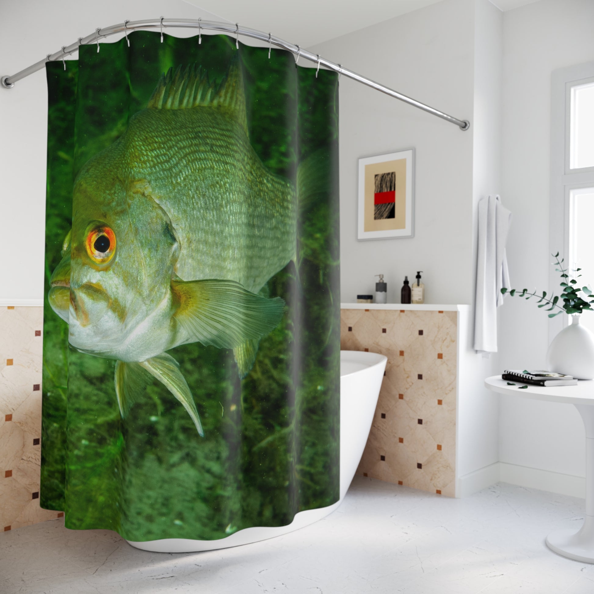 Bass Fish Fishing Murky Waters Shower Curtain Fisherman Bathroom Decor – Wren's Creative Customs
