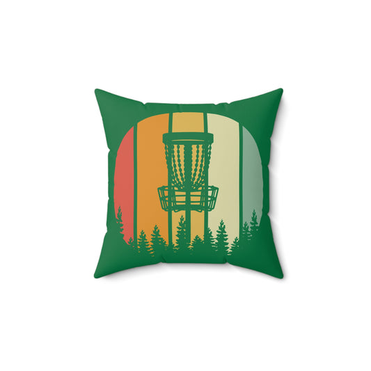 Disc Golf Green Forest Gradient Sunset Spun Polyester Square Pillow Discgolf Discgolfer Decor Gift