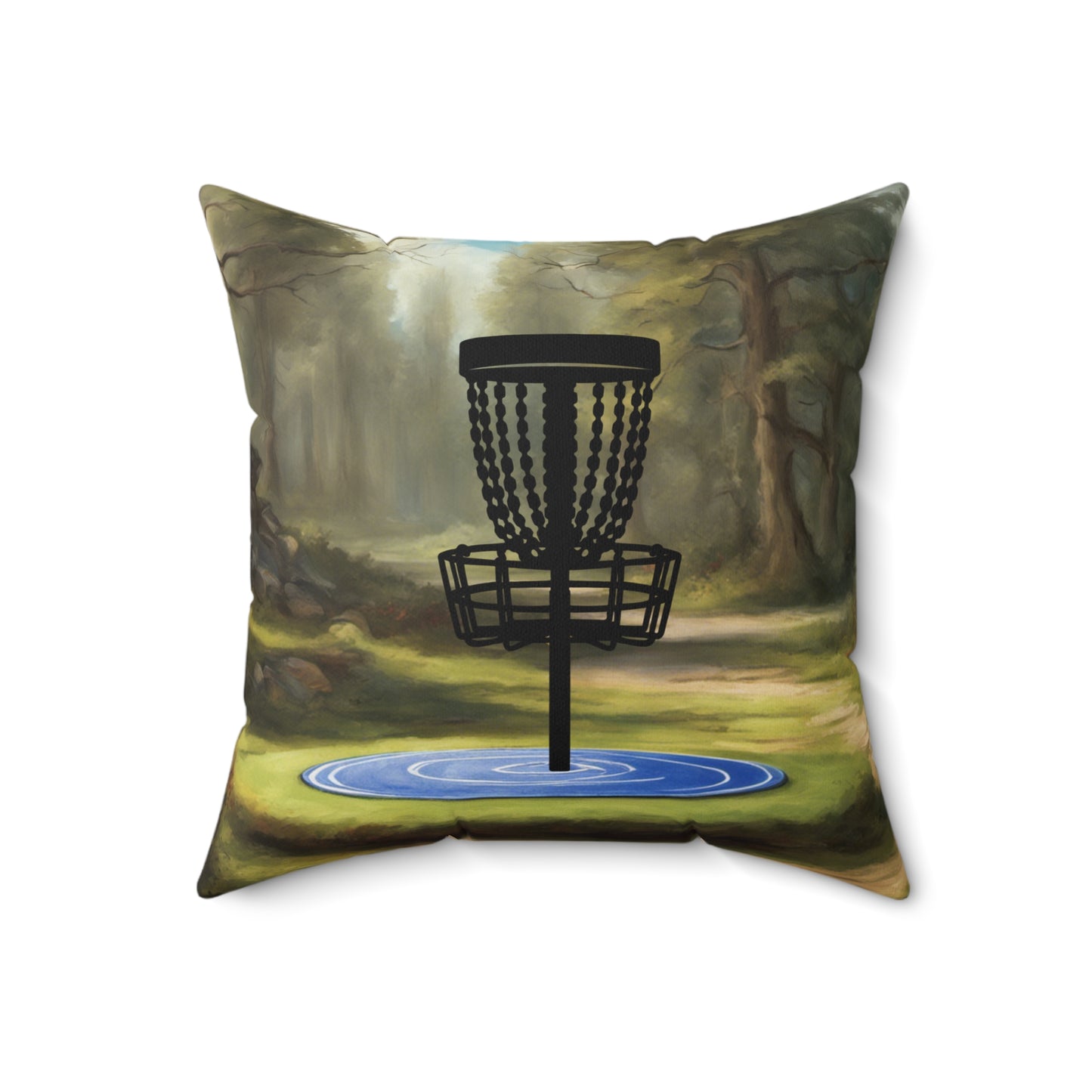 Disc Golf Tranquility Spun Polyester Square Pillow Discgolf Discgolfer  Decor Gift